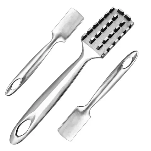 All Stainless Steel Fish Scale Brush, Universal Brush, Fish Scale Remover, Stainless Steel Serrated Fish Scale Cleaning Brush