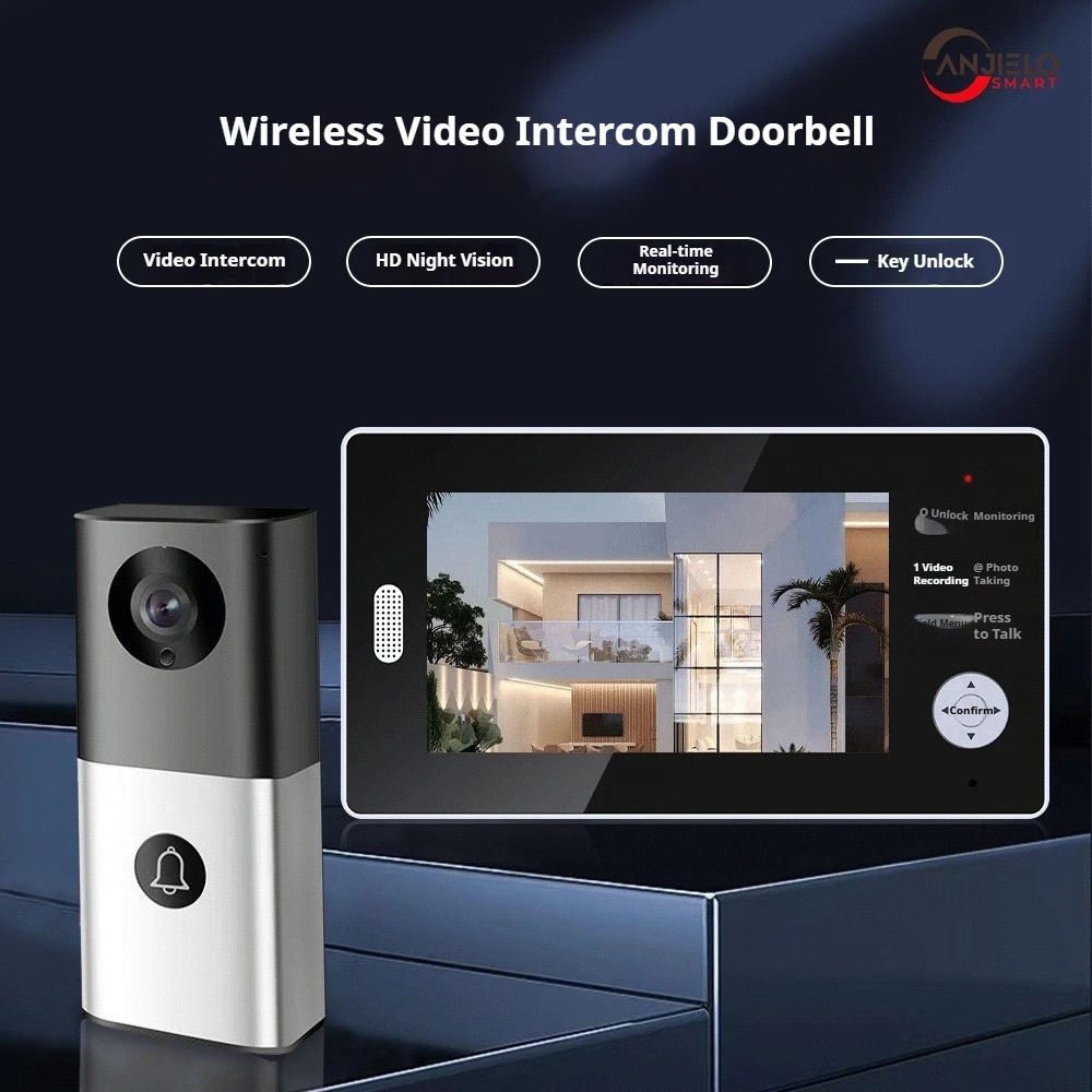 

Умный цветной беспроводной экран с поддержкой разблокировки в один клик 7-дюймовый удаленный видеодомофон высокой четкости, дверной звонок