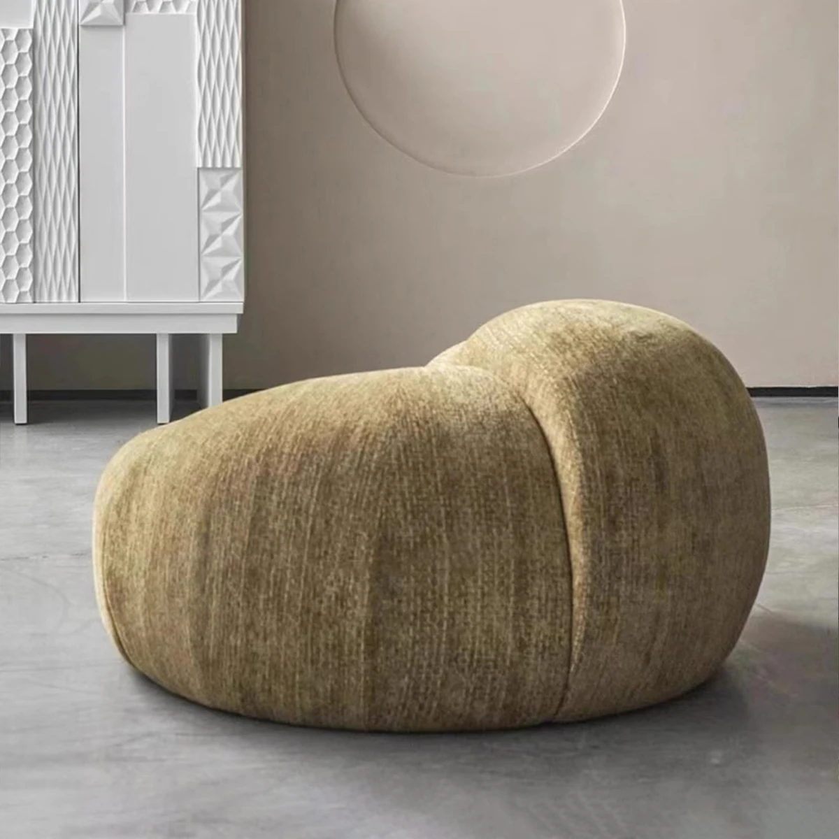Creative pumpkin-shaped lounge chair comfortable yellow fabric single sofa chair modern new designer home lazy sofa chair