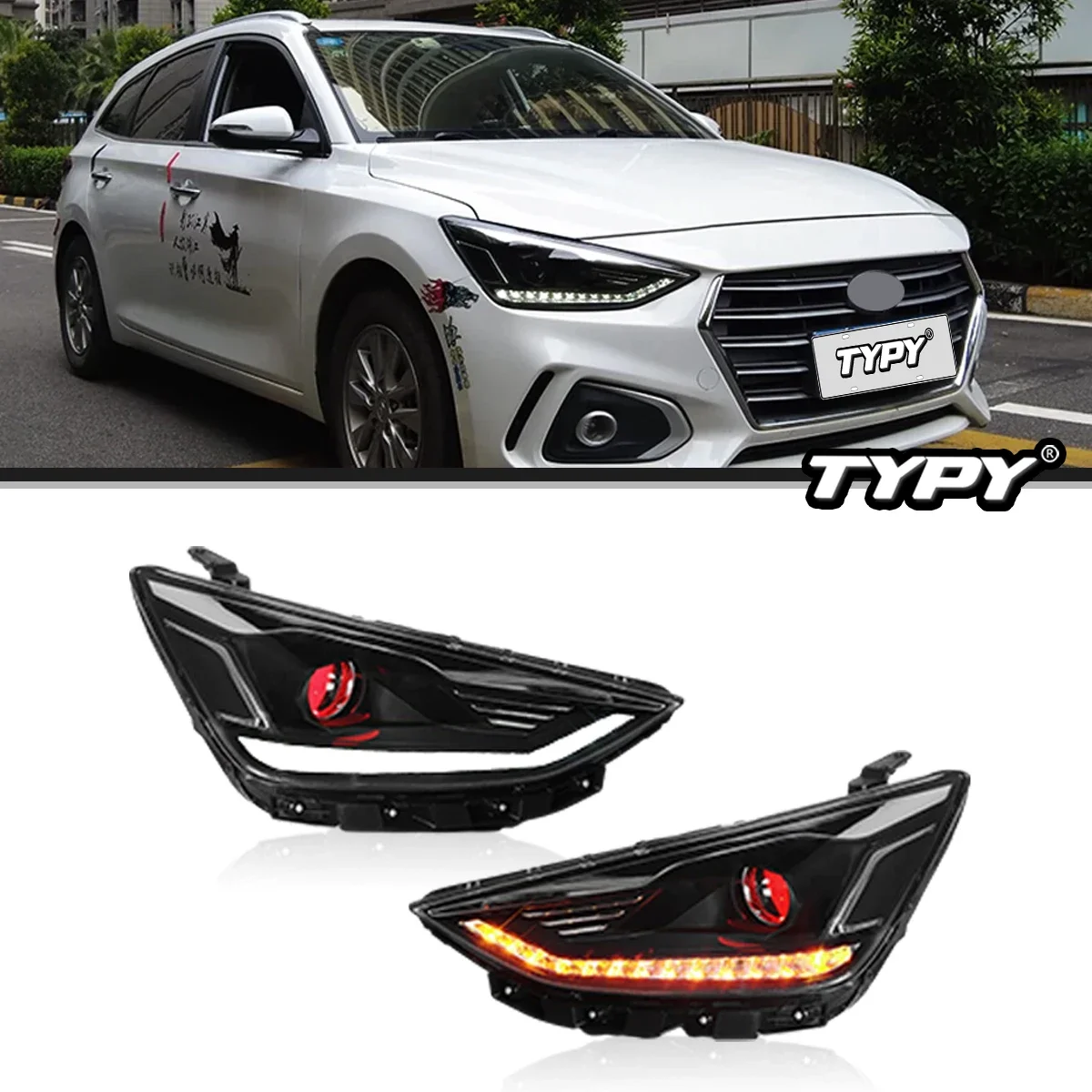 

TYPY автомобильные фары для Hyundai elantra 2017-2020, светодиодные автомобильные лампы, дневные ходовые огни, динамические указатели поворота, автомобильные аксессуары