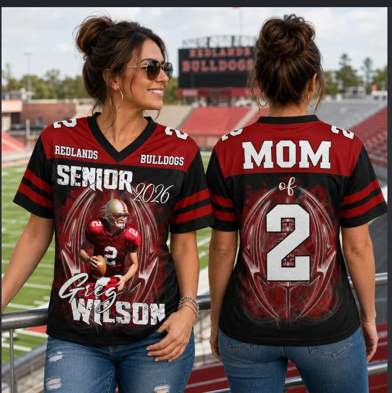 2026 US Style Red Black V Neck Football Jersey Mom Kid Matching Breathable Parent Child Game Day Sports Top Hot Sale