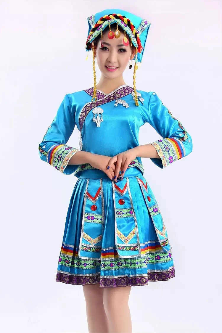 miao clothing hmong clothes for ladies With Hat Red miao hmong costume performance wear chinese long sleeve clothing