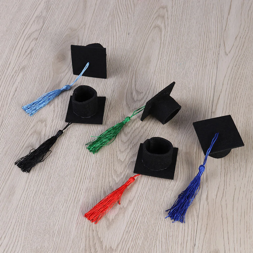 

12 pcs Graduation Cap Bottle Topper Mini Decorations Doctor Hat Caps Non Woven Fabric Party Supplies Favor Gifts