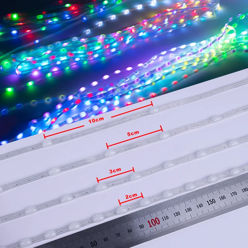 Dreamcolor Luzes de Natal, Pixel de Semente RGBIC Endereçável, 5V, 12V, 2cm, 3cm, 5cm, 10cm Espaçamento, Dados VCC, Retorno GND, 4Pin, WS2811, WS2812B