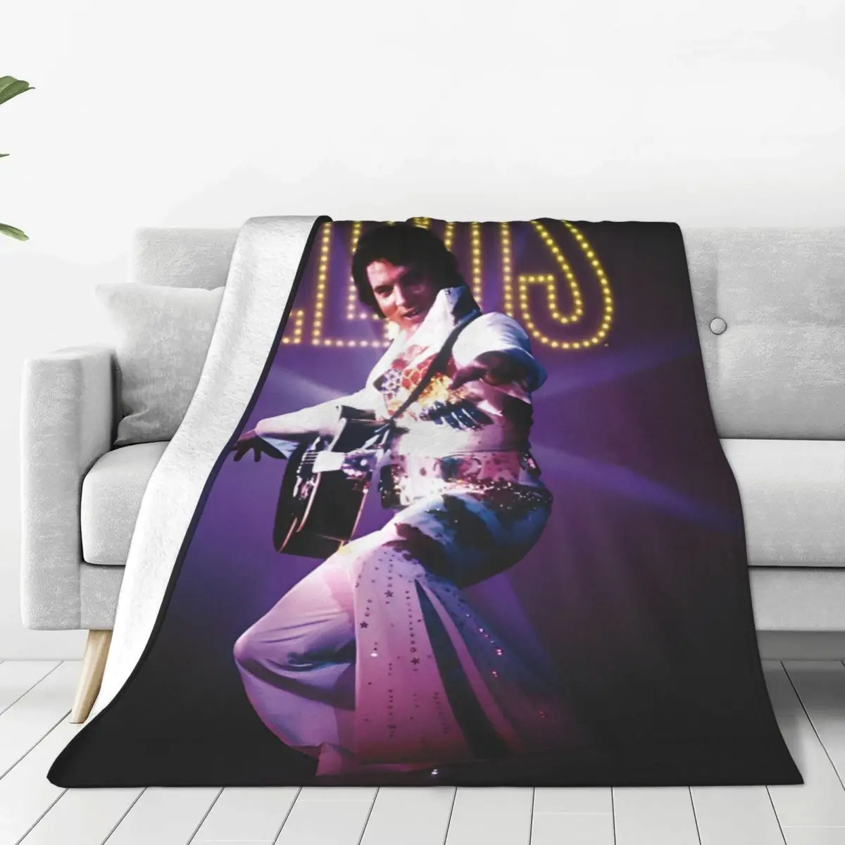 Music E-Elvis Presley Rock Flannel Blankets Fashion Throw Blanket for Home 150*125cm