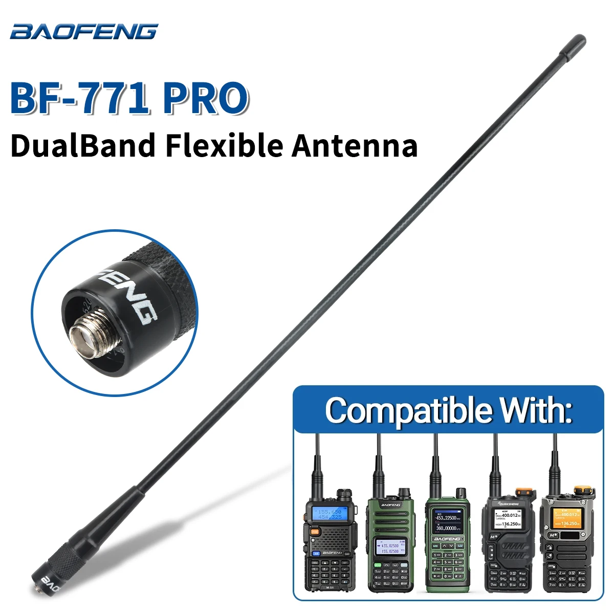 BAOFENG BF-771 PRO SMA-Female Dual Band High Gain Antenna For Baofeng UV-5R BF-888S Quansheng UV K5 (8) Walkie Talkie Radio