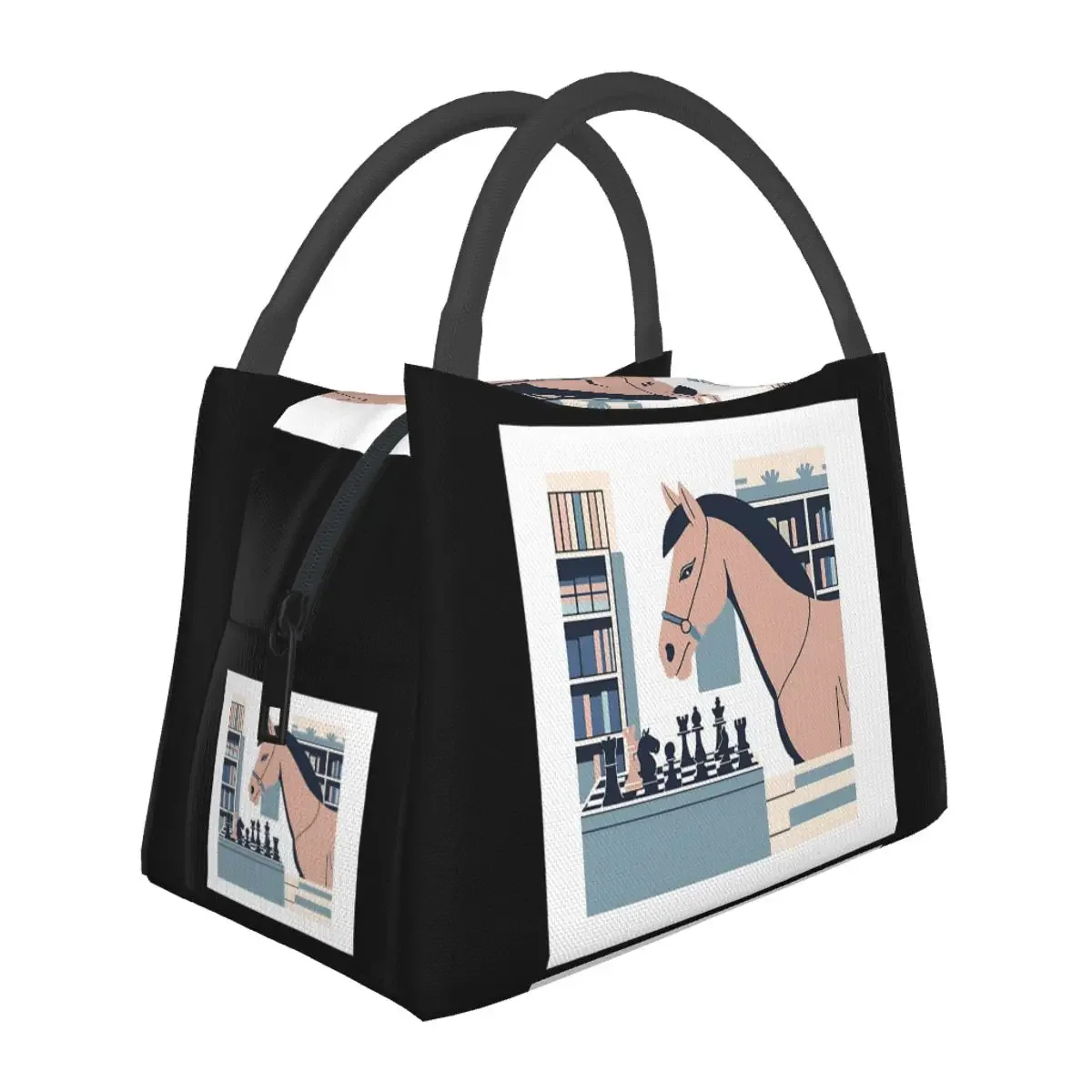 

Сумки для обеда с шахматами и лошадьми, изолированная коробка для бенто, водонепроницаемая сумка для обеда, сумки для пикника, термосумка-холодильник для женщин и детей, путешествия