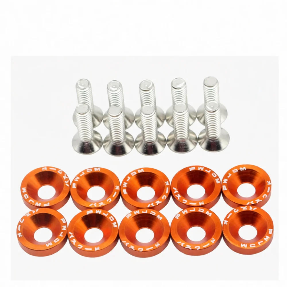 JDM Aluminum M6 Fender Washer Bumper Bolt Kit Car Engine Bay Decorative Fastener License Plate Refit Accessory Decoration