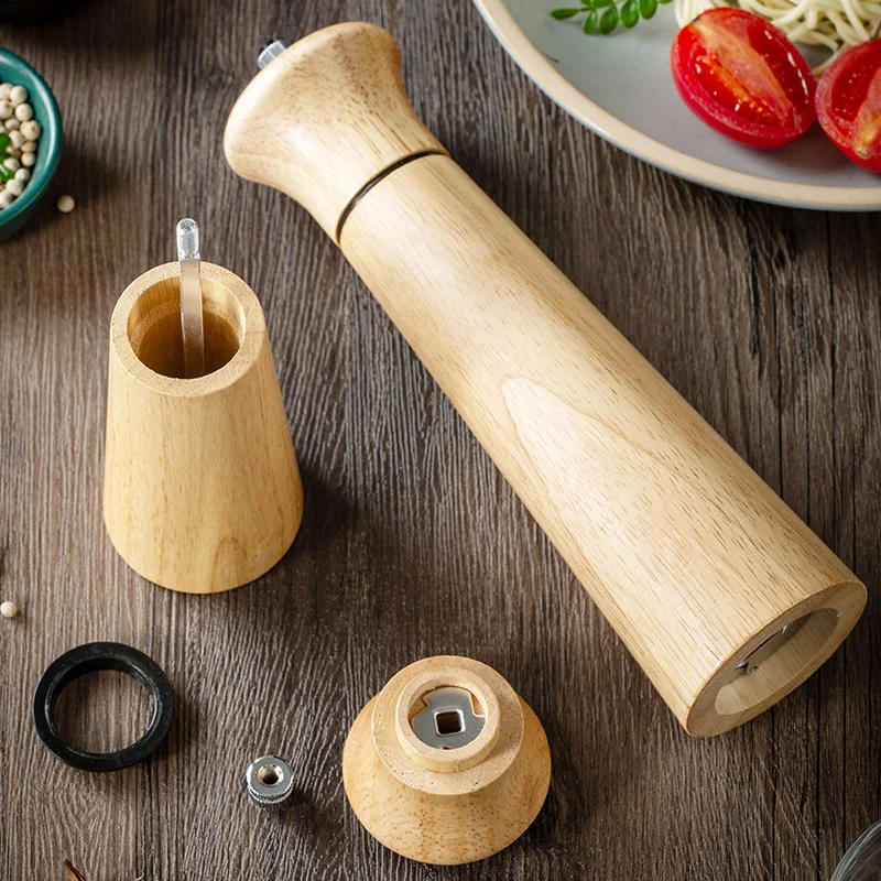 Acacia Wood Salt Pepper Grinder Set Manual Spice Pepper Grinder Mill with Base Salt Shaker Grinder for BBQ Kitchen Tool 5/8Inch