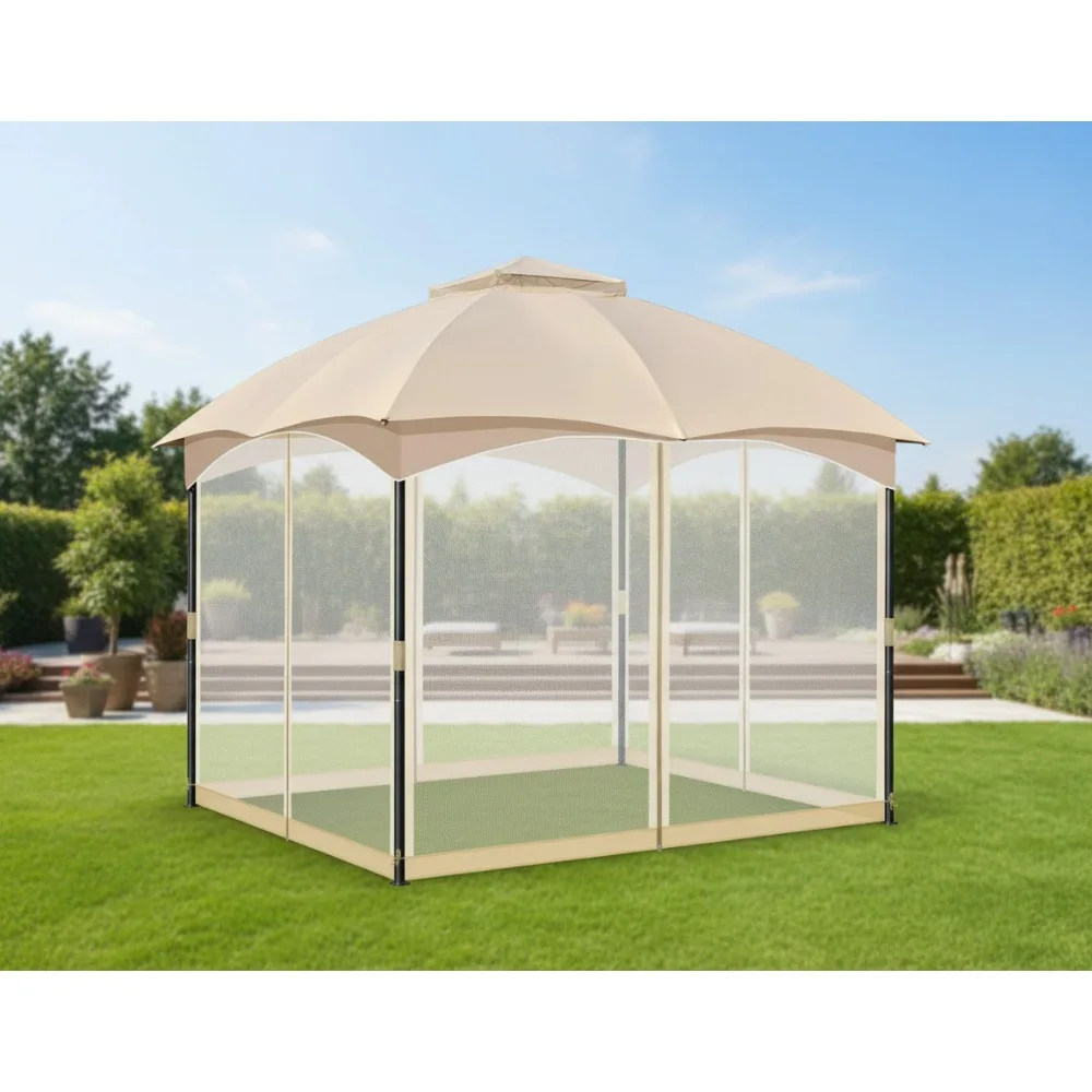 

Universal Gazebo Replacement Mosquito Netting, 12' x 12' 4-Panel with Double Zippers for Outdoor Patio Protection