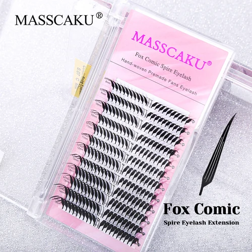 Pestañas Fox Comic Spire de nueva generación, pestañas naturales rizadas C D, extensiones de pestañas profesionales prefabricadas para fanáticos de MASSCAKU
