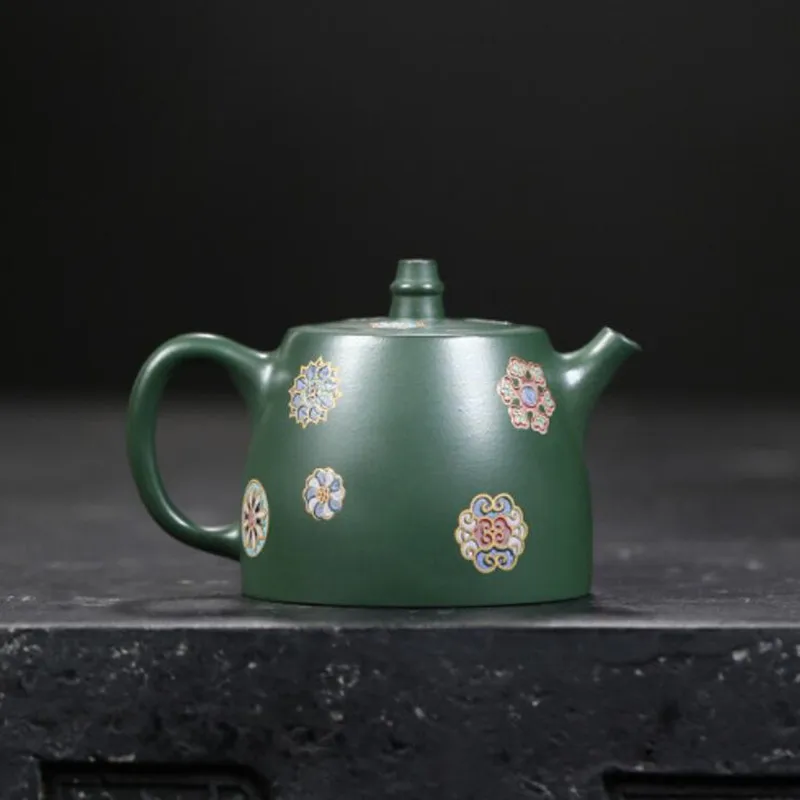 160ml Chinese Yixing Purple Clay Teapot Handmade Tea Pot Beauty Tea Infuser Raw Ore Dark Green Mud Kettle Zisha Tea Set Teaware