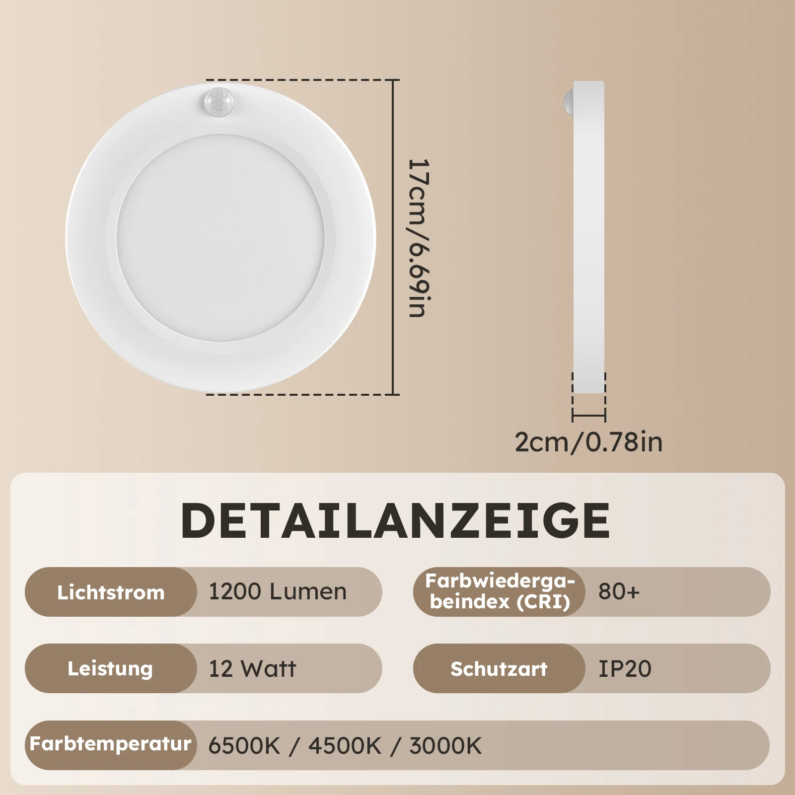Lampada da soffitto a LED con 3 colori e intensità regolabile, design ultrasottile, montaggio a filo, 3000K bianco caldo, 4500K bianco neutro, 6500K bianco freddo, senza sfarfallio, protezione per gli