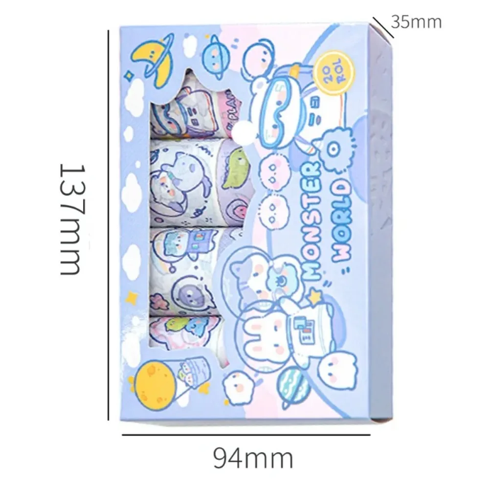 Imagem -06 - Papel 20 Rolos Caixa Bonito Coelho Série Washi Conjunto de Fita dos Desenhos Animados Animal Faça Você Mesmo Manual Decorativo Kawaii Adesivos Papelaria