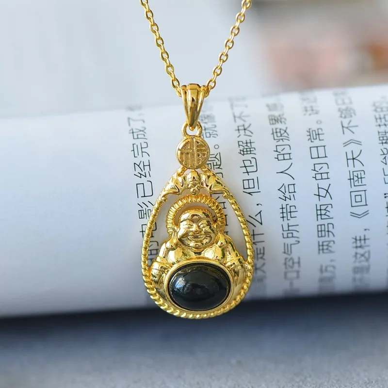 Copper Inlaid Sapphire Fashionable Simple Pendant for Men and Women with The Same Atmosphere