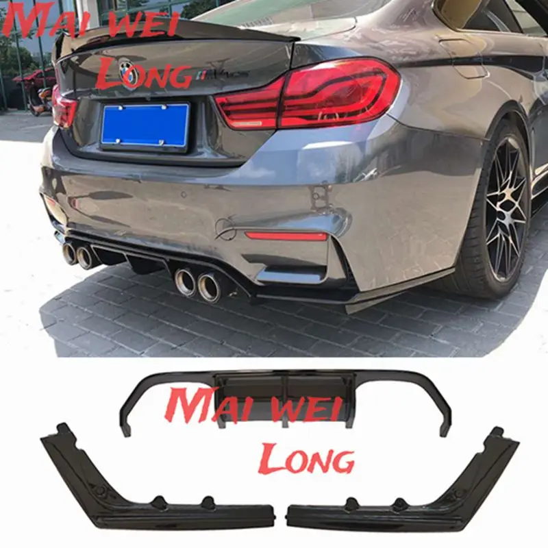

ABS Автомобильный задний бампер, спойлер, диффузор для BMW F80 M3 F82 F83 M4 14-19, стандартный задний диффузор, блеск, черный