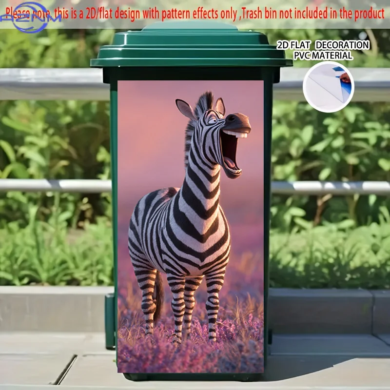 2D Flat Printing 1pc 2D Pattern Printed Kitchen Trash Can Sticker xcm Zebra Laughing Out Loud Themed Kitchen Home Decor Wallpa
