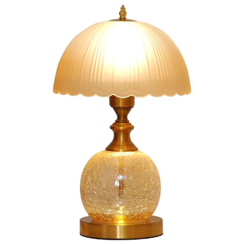 European retro light luxury creative simple glass remote control warm wedding cabinet decoration bedroom bedside lamp