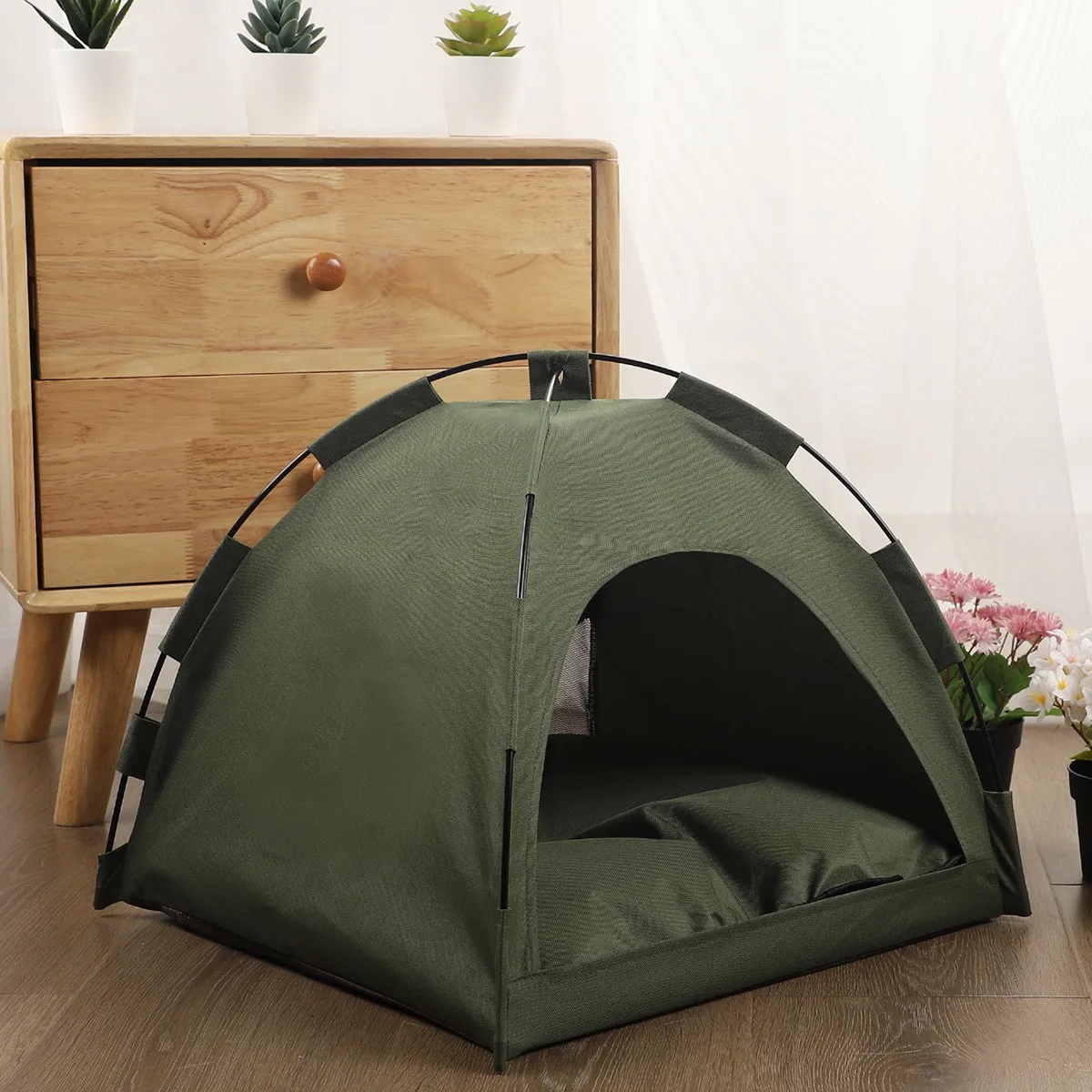 Pet Nest Tent Breathable Foldable Cat Outdoor Tent Solid Color Cat Nest Comfortable Portable Semi-enclosed All-season Cat House