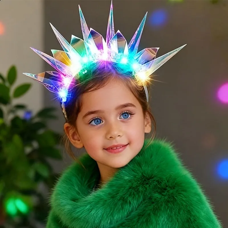 

Christmas Halloween Headband - LED Light Up Hair Hoop with Color Film - Glowing Party Costume Accessory for Women