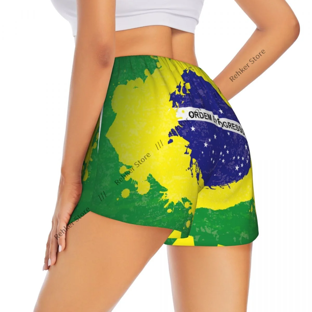 

Женские шорты для йоги Бразилия с абстрактной картой, легкие спортивные быстросохнущие дышащие шорты для бега на открытом воздухе