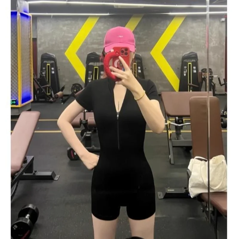 

Women's Yoga One-Piece ort Sve Fitn Sports Suit Training Dance High-Waist orts Polyester Fiber Running Tights