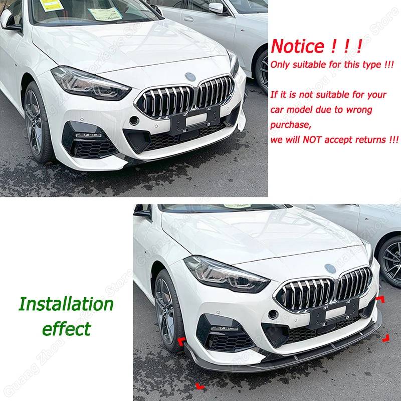 Front Bumper Lip Splitter Diffuser For BMW 2 Series F44 M Sport 218i 220i 2020-2024+ Gloss Black Body kit Tuning Car Accessories