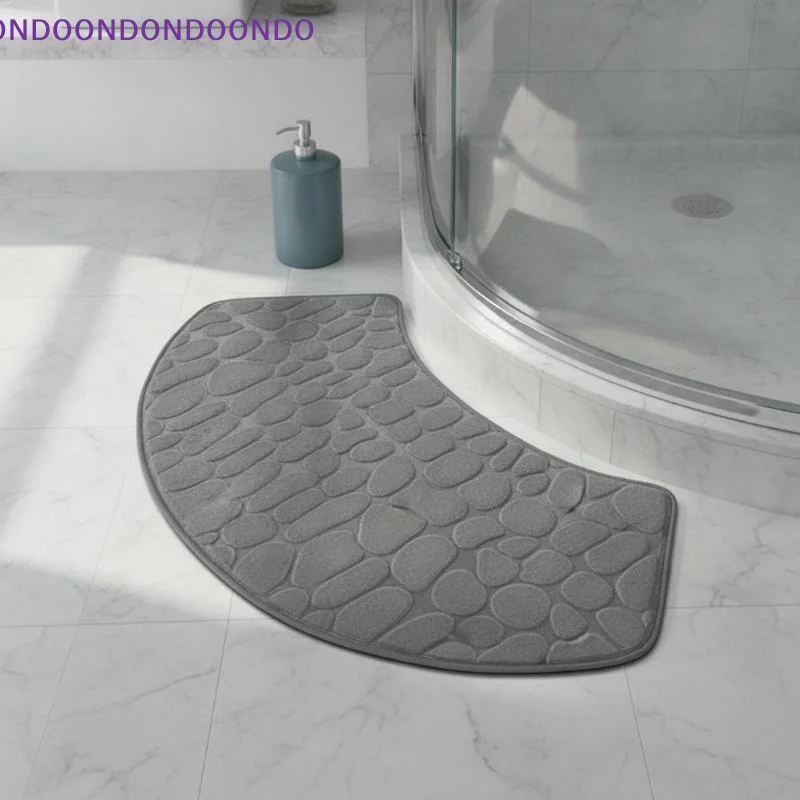 3D Cobblestone Embossed Non Slip Bathroom Mat Super Soft Velvet Quick Absorbent Floor Rug for Toilet Laundry Room