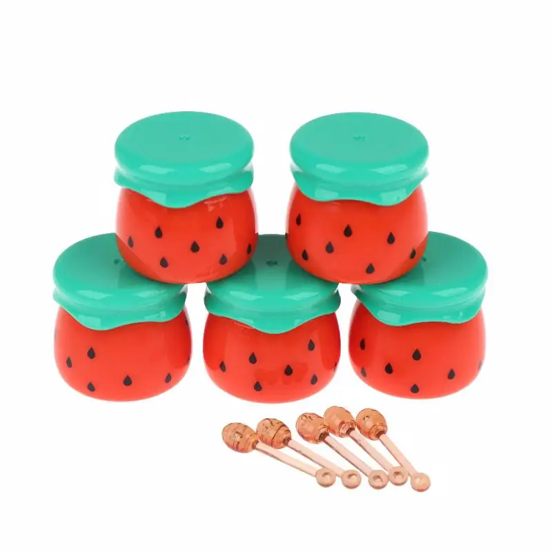 1 Stück Niedlicher Wassermelonen-Lippenbalsam-Behälter, Leeres Lippenmasken-Gefäß mit Mini-Honigstab, Lippenstift-Verpackung, Mini-Kosmetikspender – Detail 7