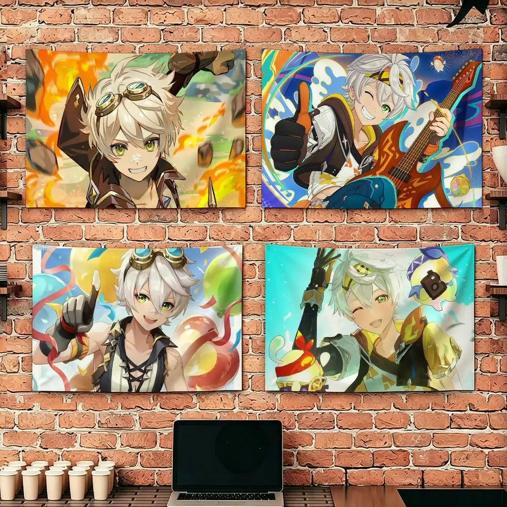 

Bennett Genshin Impact Flags Wall Hanging Tapestry Outdoor Garage Room Decorative flag Background Blanket