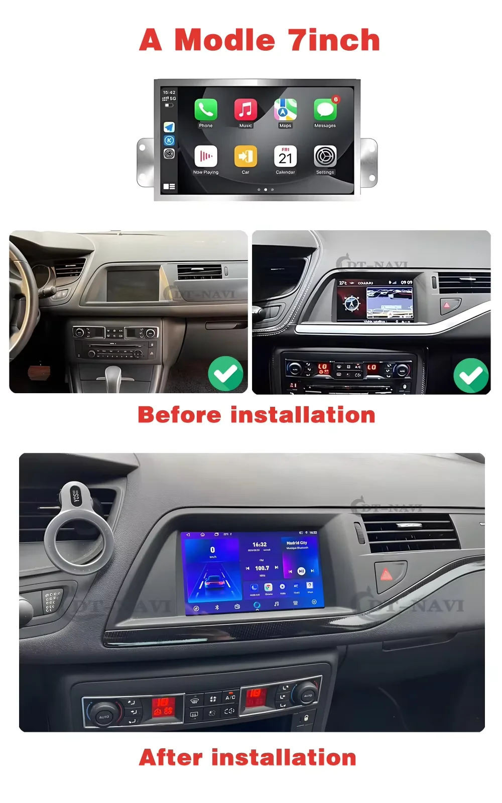 Android 16 Carplay Video For Citroen C5 X7 III DS3 C3 Car Radio GPS Navigation Stereo Car Monitor Bluetooth No 2din DSP 2k DVD