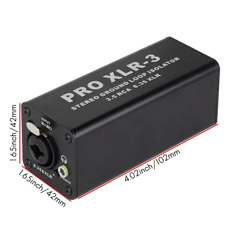 PRO XLR-3 Professional Stereo Ground Loop Isolator 3.5 RCA 6.35 XLR Audio Noise Filter Noise Suppressor Isolator For PC