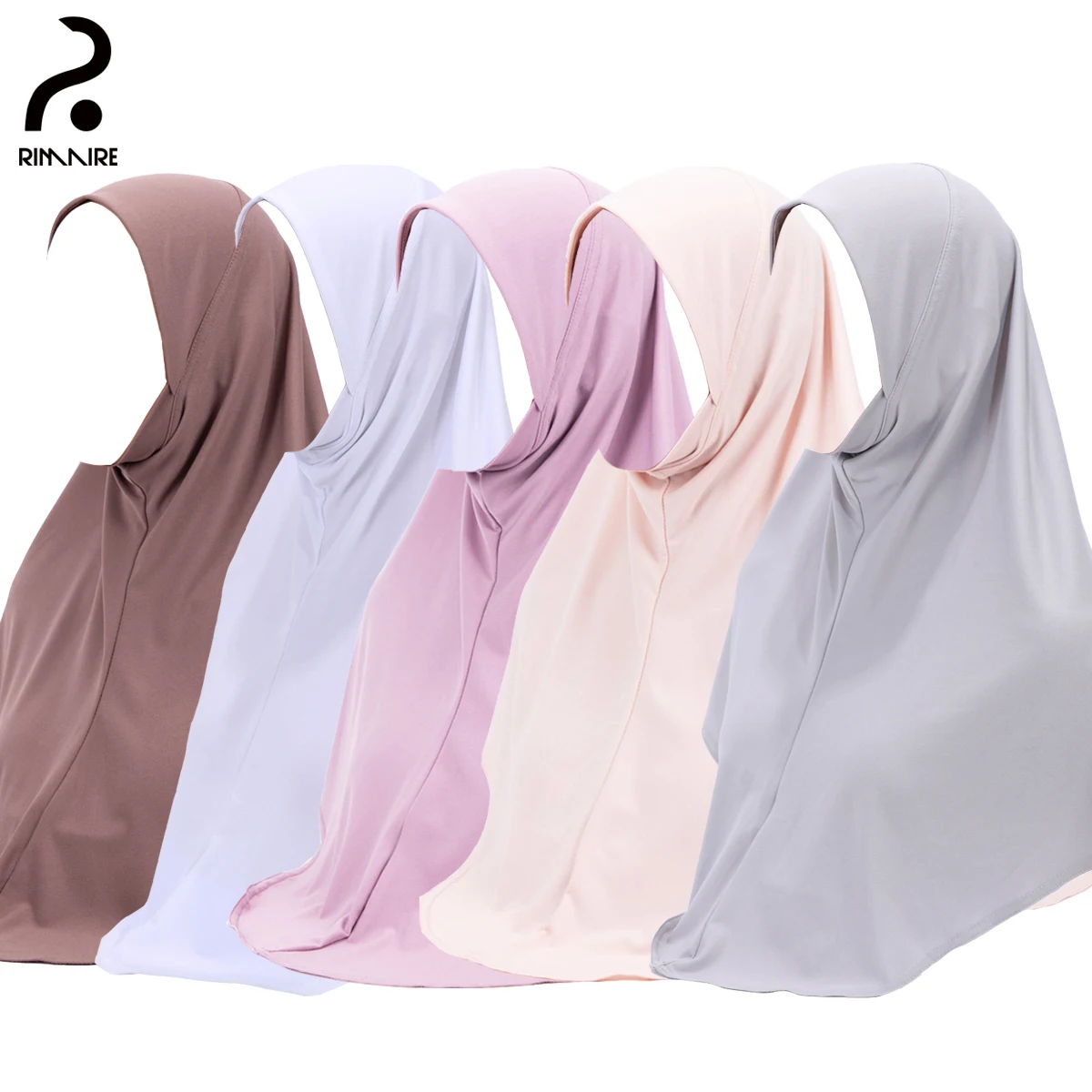 

RIMAIRE 5Color Solid Muslim Instant Hijab for Women Casual Islamic Stretchy Turban Ladies Headscarves Breathable Hijabs Wraps