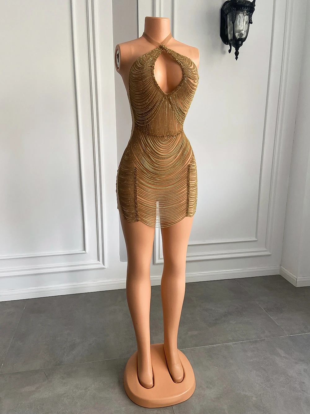 Luxury Halter Sleeveless Real Cocktail Gowns Black Girl Gold Short Mini Prom Dresses 2026 For Birthday Party