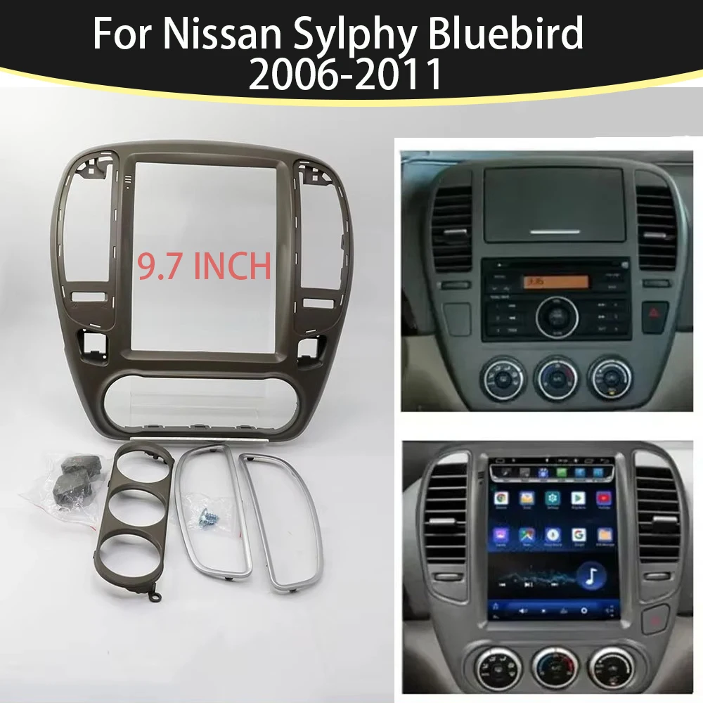 9.7 Inch 2 Din Radio Frame For Nissan Sylphy Bluebird 2006-2011 Car Player DVD Audio Panel Mount Installation Fascia Frame