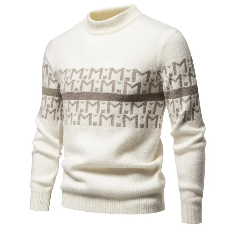 Neuer Herbst-und Winter-Strick pullover mit Rundhals ausschnitt, modischer, warmer und schmal geschnittener Pullover, Vintage-Pullover, Herren