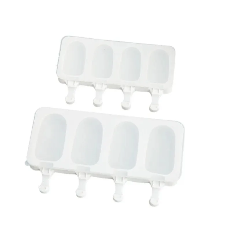 New 2 Pieces Silicone Cream 4 Cavity Does Not Apply 47KP Ice Lolly Makers,Frozen Dessert Chocolate Popsicle Tray Molds Moulds