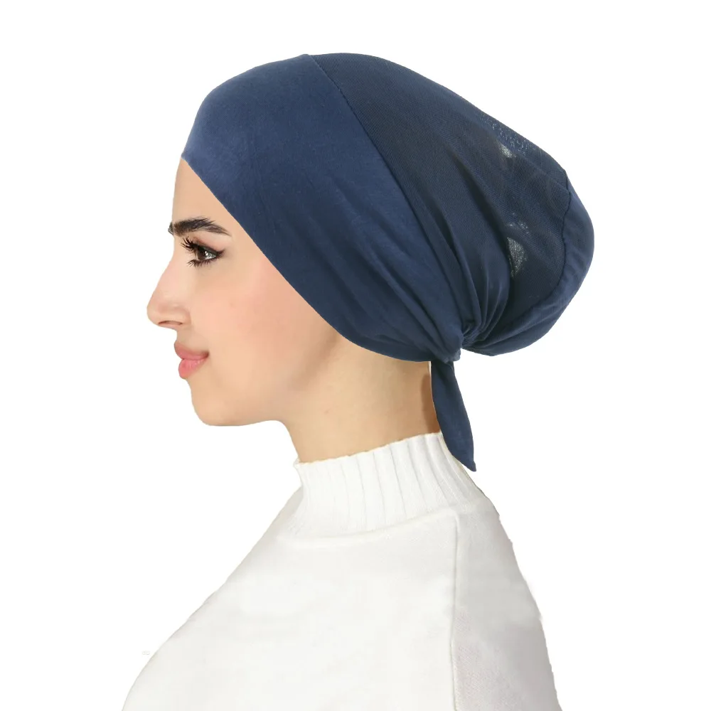 Muslimische Frauen Mesh Elastische Krawatte Seil Zurück Innere Hijab Caps Stretch Underscarf Motorhaube Headwrap Hüte Turbante Einstellbare Kopftuch