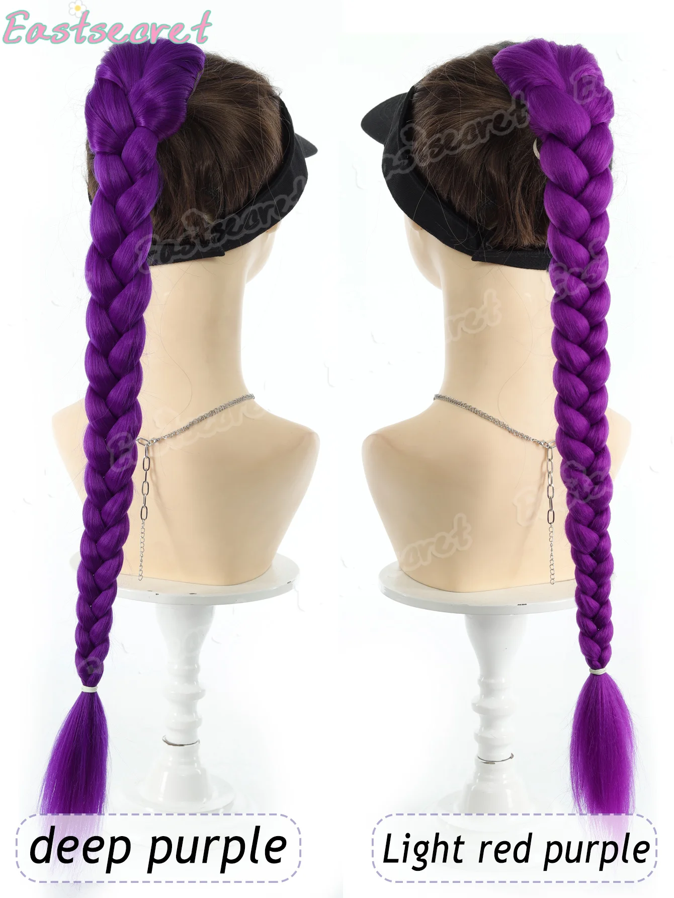 EAST Cosplay Wigs With Purple 26-Inch Long Cut Ponytail, Heat-Resistant Synthetic Fiber Halloween Wig For
