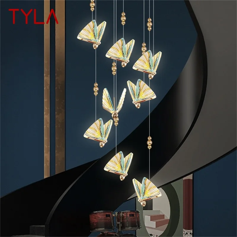 

TYLA Nordic Butterfly Chandelier Lamps Fixtures Modern Pendant Lights Home LED for Stairs Hall