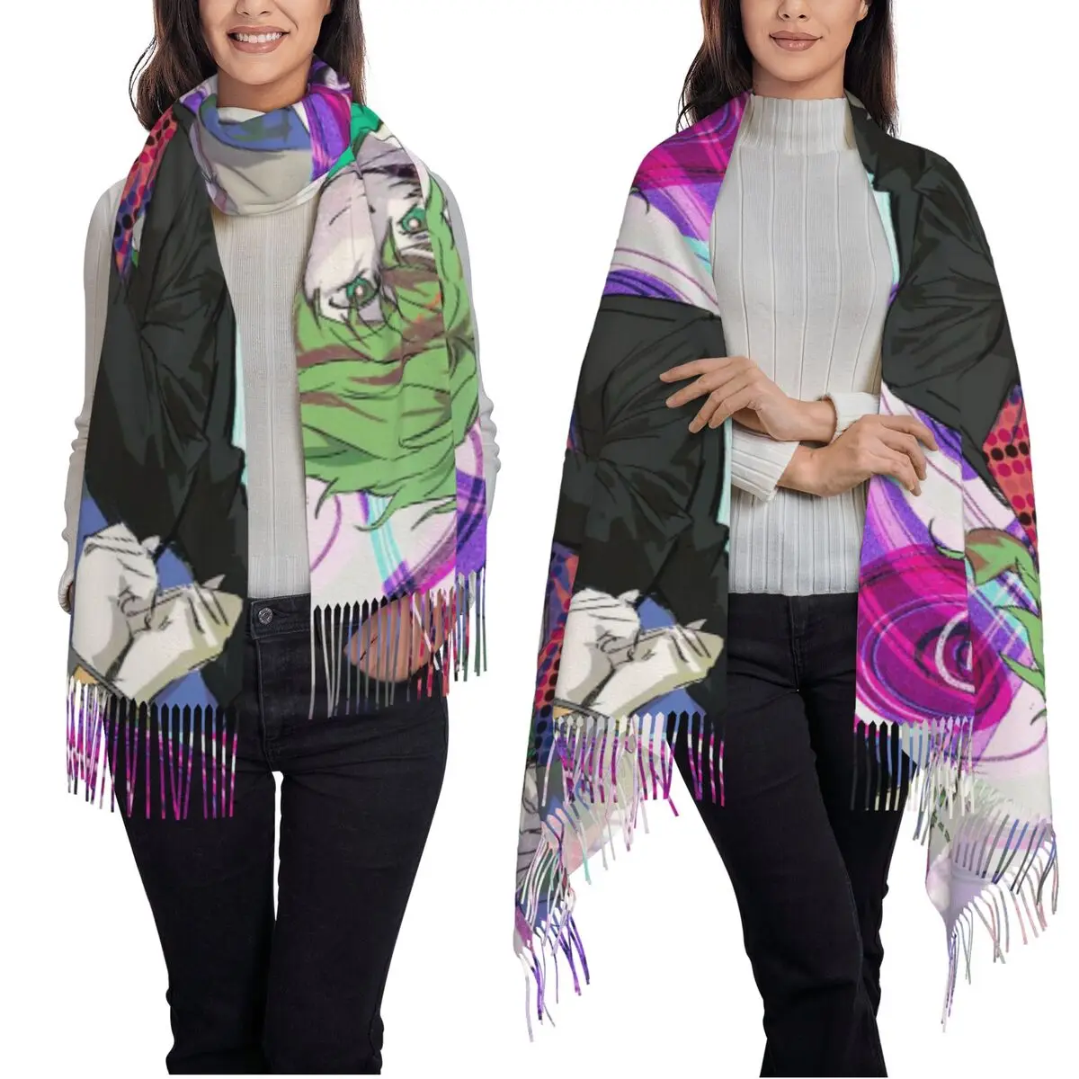 Sou Hiyori اليابان أنيمي الفن وشاح شرابة الأوشحة النساء شالات دافئة لينة ويلتف طويل الخريف الشتاء شال التفاف #2