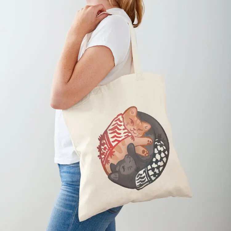 

Catffiyeh (Arabic cats wearing Kufiya) Tote Bag canvas shopping bag university shopper bag bags woman 2025 shopper woman