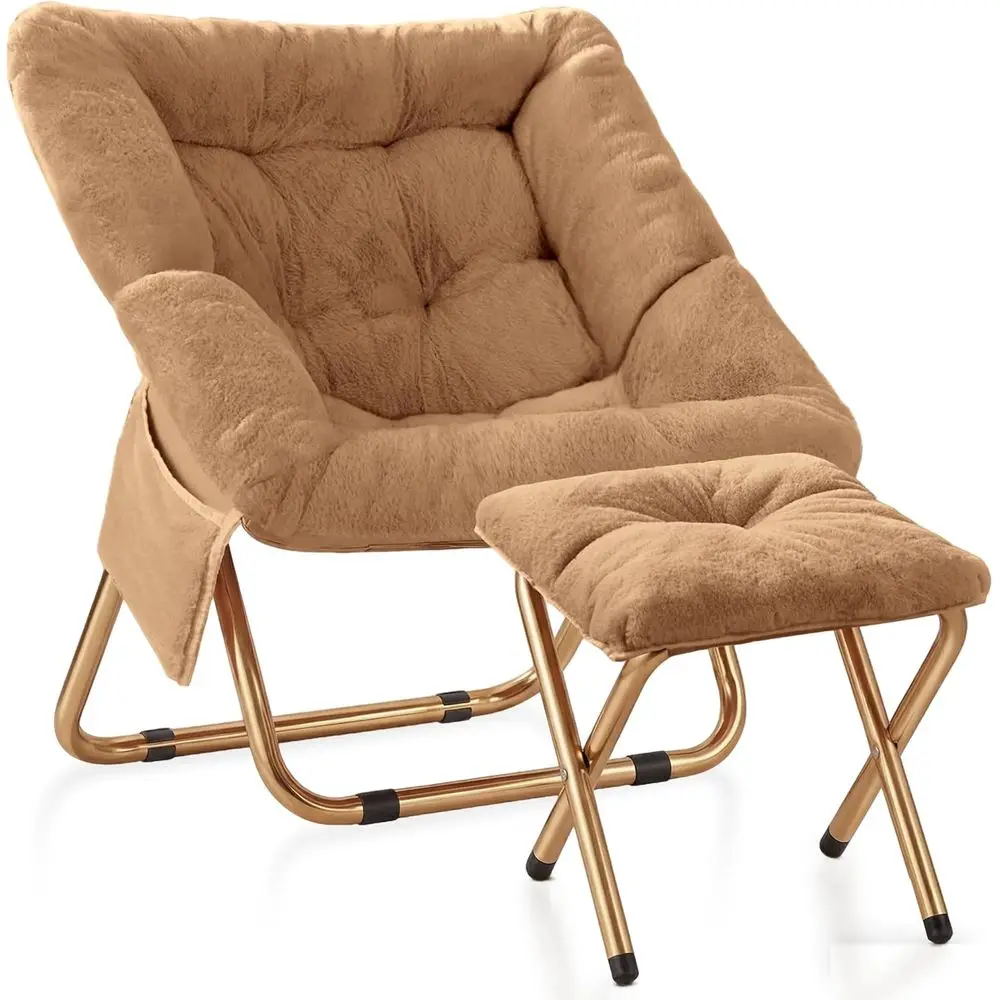 Comy Saucer Chair, oldable Living Room Chairs, Sot aux ur Lounge Chair or Bedroom, Reading Chairs or Adults, Teens, X-Large (Bro