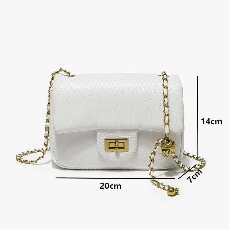 2024 New Trendy Small Snake Pattern Crossbody Bag for Women High-end PU Leather Flap Shoulder Bags Classic Female Chain Handbags