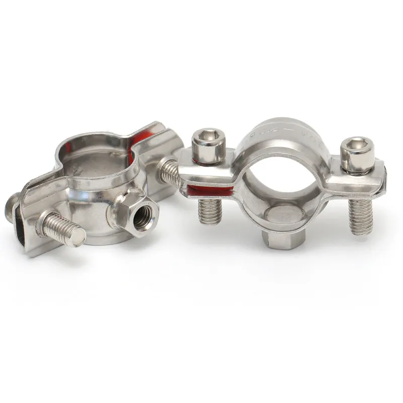 1Pcs 304 Stainless Steel Pipe Hanger Bracket Clamp Suppoert Clip Embrace Hoop Welding Brackets Clamps Suppoert With M8 Nut