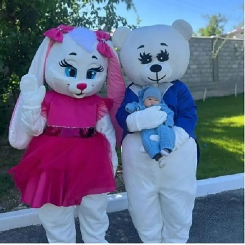 Tailcoat d'ours bleu pour la fête de Pâques, costume de lapin de dessin animé, robe de paupières de mascotte de lapin, vêtements pour événements d'Halloween et de carnaval