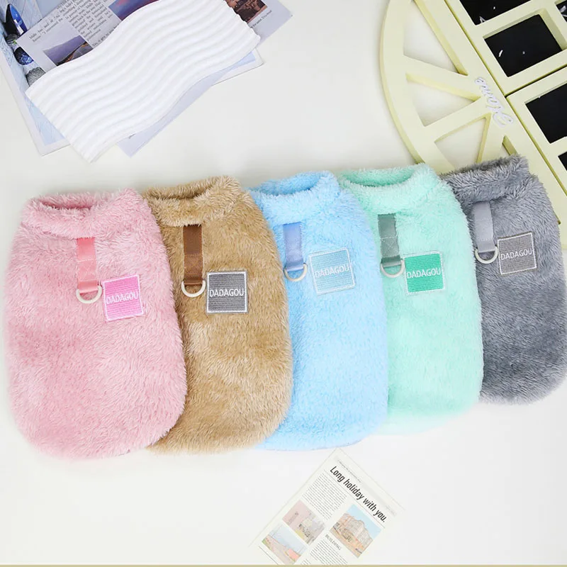 

Fleece Warm Sweatshirt Winter Candy Color Dog Clothes For Small Dogs Dachshund Chihuahua Pet Clothing Puppy Hoodies Costumes XXL