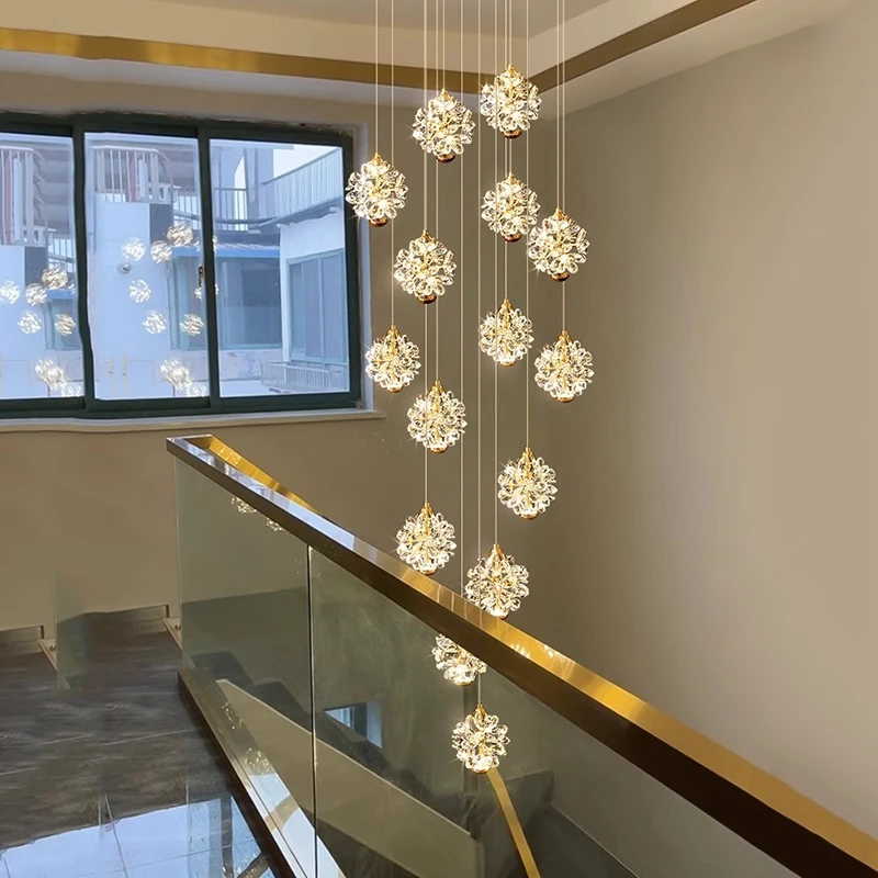 Imagem -03 - Modern Crystal Chandelier For Home Decoration Stair Pendant Lamp Living Room Pendant Lights Iluminação Interior