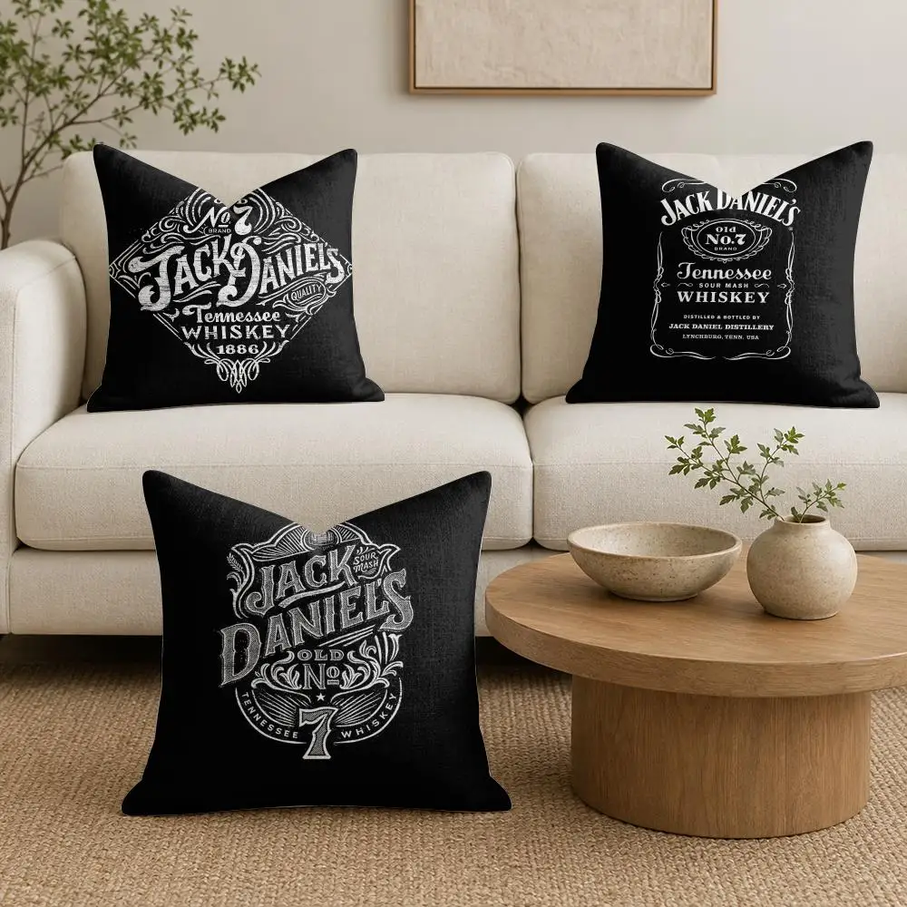 J-Jack D-Daniel's Cushion Cover Plush Fabric Soft Double-Sided Printed Sofa Warm Winter Home Gift Pillow Cover