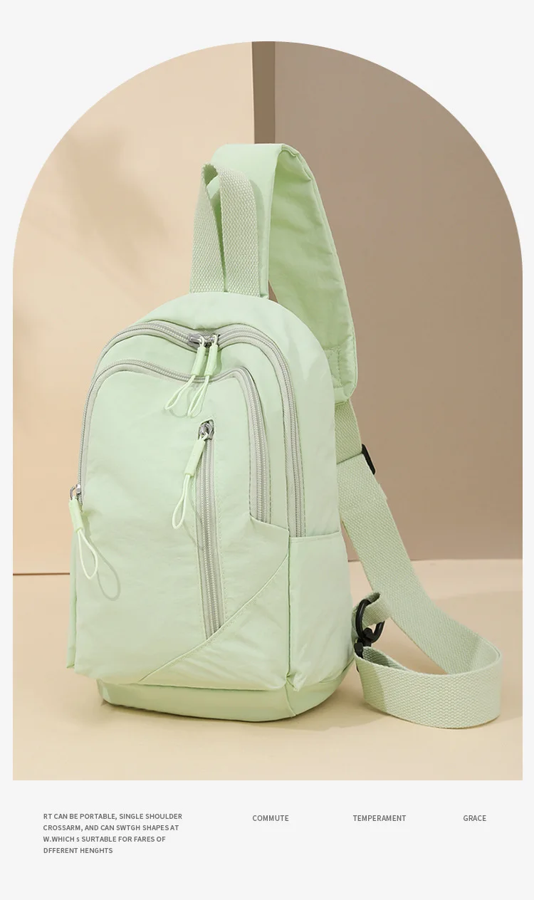 Neue Einfarbig Lässige Umhängetasche Leichte Wasserdichte Nylon Unisex Schulter Sling Rucksack Große Kapazität Reisetasche – Detail 5